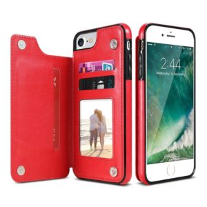 For iPhone 7 Plus / 8 Plus Retro PU Leather Case Multi Card Holders Phone Cases(Red) (OEM)