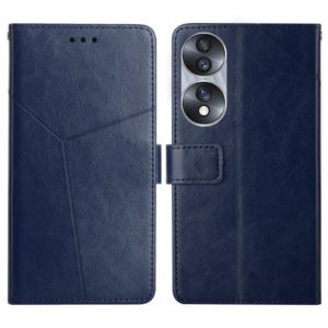 For Honor 70 HT01 Y-shaped Pattern Flip Leather Phone Case(Blue) (OEM)