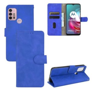 For Motorola Moto G30 / G10 Solid Color Skin Feel Magnetic Buckle Horizontal Flip Calf Texture PU Leather Case with Holder & Card Slots & Wallet(Blue) (OEM)