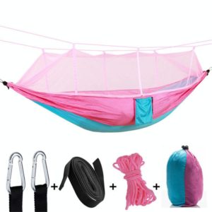 Outdoor Mosquito Net Hammock Camping Ultralight Nylon Double Camping Air Tent, Size:260 x 140 CM(Pink Sky Blue) (OEM)