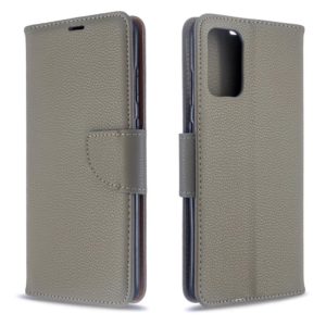 For Galaxy S20+ Litchi Texture Pure Color Horizontal Flip PU Leather Case with Holder & Card Slots & Wallet & Lanyard(Grey) (OEM)