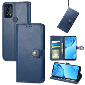 For TCL 20B Solid Color Leather Buckle Phone Case(Blue) (OEM)