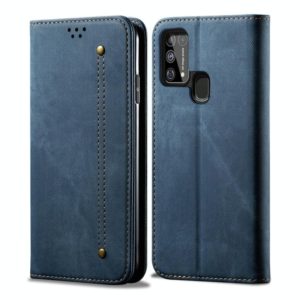 For Galaxy M31 Denim Texture Casual Style Horizontal Flip Leather Case with Holder & Card Slots & Wallet(Blue) (OEM)