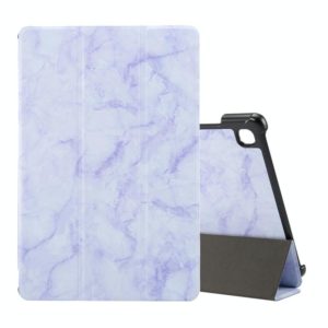 For Samsung Galaxy Tab A7 T505 Marble Texture Pattern Horizontal Flip Leather Case, with Three-folding Holder & Sleep / Wake-up(Purple) (OEM)