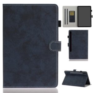 For Samsung Galaxy Tab S8 / Galaxy Tab S7 11.0 T870 Marble Style Cloth Texture Leather Case with Bracket & Card Slot & Pen Slot & Anti Skid Strip(Dark Blue) (OEM)