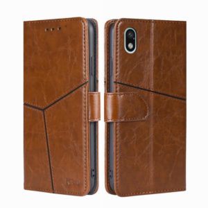 For Sony Xperia Ace III Geometric Stitching Horizontal Flip TPU + PU Leather Phone Case(Light Brown) (OEM)