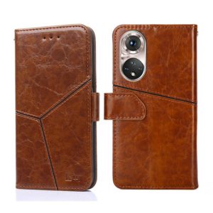 For Honor 50 Pro Geometric Stitching Horizontal Flip Leather Phone Case(Light Brown) (OEM)
