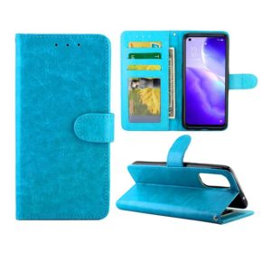 For OPPO Reno5 5G Crazy Horse Texture Leather Horizontal Flip Protective Case with Holder & Card Slots & Wallet & Photo Frame(Baby Blue) (OEM)