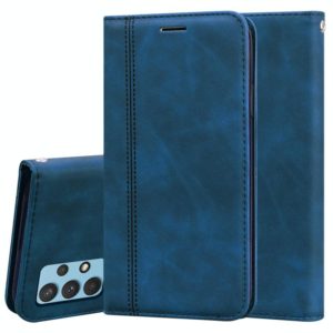 For Samsung Galaxy A32 4G Frosted Business Magnetic Horizontal Flip PU Leather Case with Holder & Card Slot & Lanyard(Blue) (OEM)
