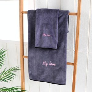 Soft And Thick Absorbent Fiber Bath Towel, Specification:Towel + Bath Towel(Gray) (OEM)