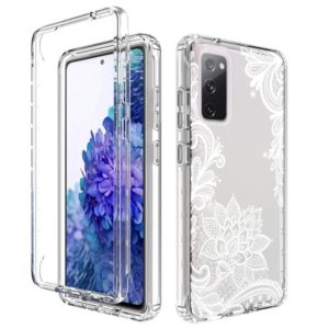 For Samsung Galaxy S20 FE PC+TPU Transparent Painted Phone Case(White Flower) (OEM)