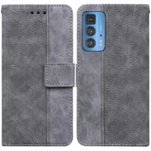 For Motorola Moto Edge 20 Pro Geometric Embossed Leather Phone Case(Grey) (OEM)