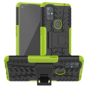 For OnePlus Nord N10 5G Tire Texture Shockproof TPU+PC Protective Case with Holder(Green) (OEM)