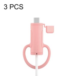 3 PCS Soft Washable Data Cable Silicone Case For Apple, Spec: Type-C (Pink) (OEM)