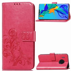 For Huawei Mate 30 Pro Four-leaf Clasp Embossed Buckle Mobile Phone Protection Leather Case with Lanyard & Card Slot & Wallet & Bracket Function(Magenta) (OEM)