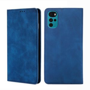 For Motorola Moto G22 Skin Feel Magnetic Horizontal Flip Leather Phone Case(Blue) (OEM)