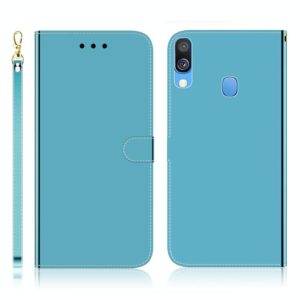 For Galaxy A40 Imitated Mirror Surface Horizontal Flip Leather Case with Holder & Card Slots & Wallet & Lanyard(Blue) (OEM)