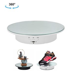 20cm USB Electric Rotating Turntable Display Stand Video Shooting Props Turntable for Photography, Load: 8kg(White Mirror) (OEM)