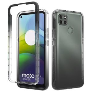 For Motorola Moto G9 Power Shockproof High Transparency Two-color Gradual Change PC+TPU Candy Colors Phone Protective Case(Black) (OEM)