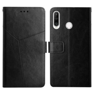 For Huawei P30 Lite Y Stitching Horizontal Flip Leather Phone Case with Holder & Card Slots & Wallet & Photo Frame(Black) (OEM)