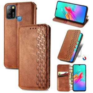 For Infinix Smart 5 Cubic Grid Pressed Horizontal Flip Magnetic PU Leather Case with Holder & Card Slots & Wallet(Brown) (OEM)