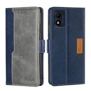 For Alcatel 1B 2022 Contrast Color Side Buckle Leather Phone Case(Blue + Grey) (OEM)