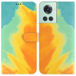 For OnePlus 10R / Ace Watercolor Pattern Leather Phone Case(Autumn Leaf) (OEM)