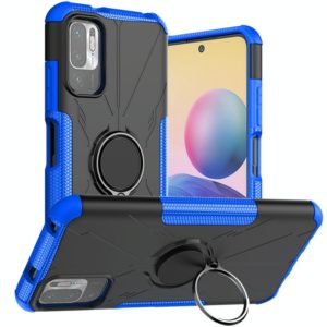For Xiaomi Redmi Note 10 5G Armor Bear Shockproof PC + TPU Protective Case with Ring Holder(Blue) (OEM)