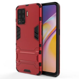 For OPPO A94 Shockproof PC + TPU Protective Case with Hidden Holder(Red) (OEM)