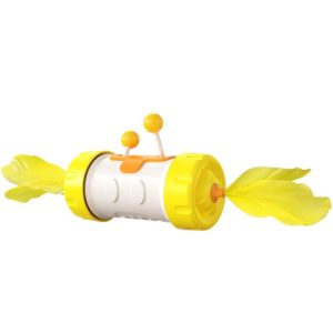 Funny Cat Stick Cat Toy Tumbler Cat Feather Fighting Cat Ball(Yellow) (OEM)