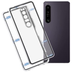 For Sony Xperia 1 IV HD Magnetic Metal Tempered Glass Phone Case(Silver) (OEM)