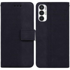 For Tecno Pova 3 LE7 Geometric Embossed Leather Phone Case(Black) (OEM)