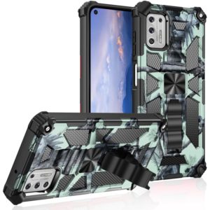 For Motorola Moto G Stylus (2021) Camouflage Armor Shockproof TPU + PC Magnetic Protective Case with Holder(Mint Green) (OEM)