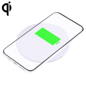 10W QI Plaid Pattern Round Plastic Wireless Charger (White) (OEM)