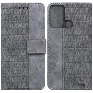 For ZTE Blade A52 Geometric Embossed Leather Phone Case(Grey) (OEM)