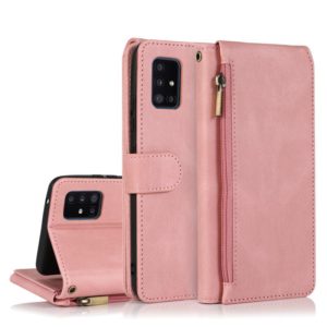 For Samsung Galaxy A51 5G Skin-feel Crazy Horse Texture Zipper Wallet Bag Horizontal Flip Leather Case with Holder & Card Slots & Wallet & Lanyard(Rose Gold) (OEM)