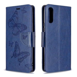 For Sony Xperia L4 Two Butterflies Embossing Pattern Horizontal Flip Leather Case with Holder & Card Slot & Wallet & Lanyard(Dark Blue) (OEM)