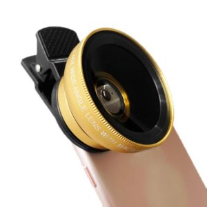 2 PCS 0.45X Ultra-Wide-Angle Macro Combination Mobile Phone External Lens With Clip(Gold) (OEM)