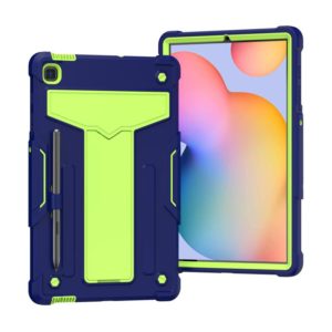 For Samsung Galaxy Tab S6 Lite P610/615 T-shaped Bracket Contrast Color Shockproof PC + Silicone Protective Case(Navy+Green) (OEM)