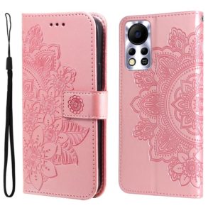For Infinix Hot 11S NFC 7-petal Flowers Embossed Flip Leather Phone Case(Rose Gold) (OEM)