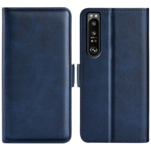 For Sony Xperia 1 IV Dual-side Magnetic Buckle Leather Phone Case(Dark Blue) (OEM)