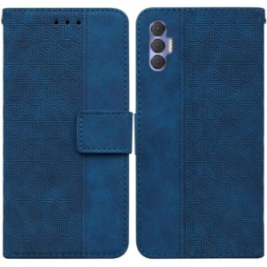 For Tecno Spark 8P Geometric Embossed Leather Phone Case(Blue) (OEM)