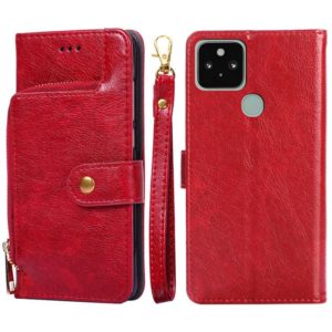 For Google Pixel 5 Zipper Bag Horizontal Flip Leather Phone Case with Holder & Card Slots & Lanyard(Red) (OEM)