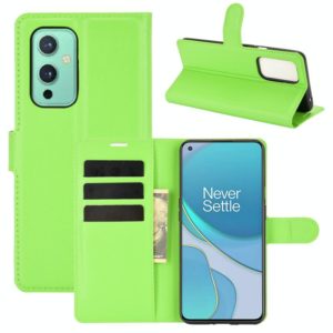 For OnePlus 9 Litchi Texture Horizontal Flip Protective Case with Holder & Card Slots & Wallet(Green) (OEM)