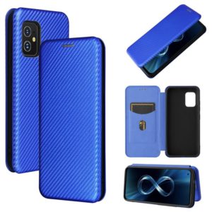 For Asus Zenfone 8 / ZS590KS (8 Mini) Carbon Fiber Texture Horizontal Flip TPU + PC + PU Leather Case with Card Slot(Blue) (OEM)
