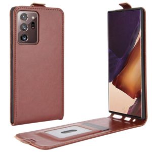 For Samsung Galaxy Note20 Ultra 5G R64 Texture Single Vertical Flip Leather Protective Case with Card Slots & Photo Frame(Brown) (OEM)