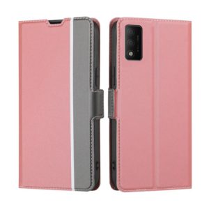 For TCL 30T T603DL Twill Texture Side Button Leather Phone Case(Pink) (OEM)