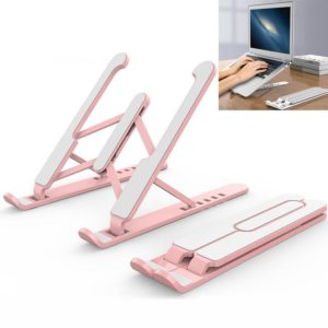 YMB1028 Portable Folding Desktop Holder Bracket for Laptop / Tablet(Pink) (OEM)
