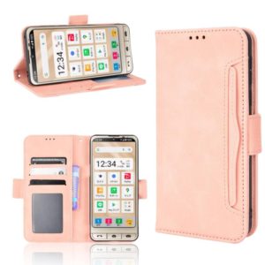 For Sharp Simple Sumaho 6 Skin Feel Calf Texture Card Slots Leather Phone Case(Pink) (OEM)