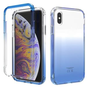 For iPhone X / XS Shockproof High Transparency Two-color Gradual Change PC+TPU Candy Colors Protective Case(Blue) (OEM)